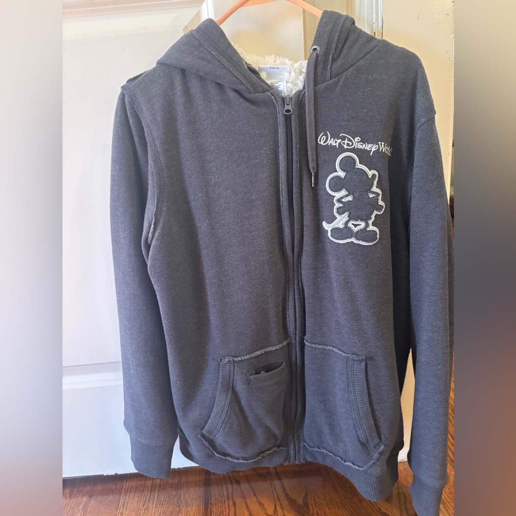 Disney Charcoal Hoodie With Mickey Mouse Embroidery